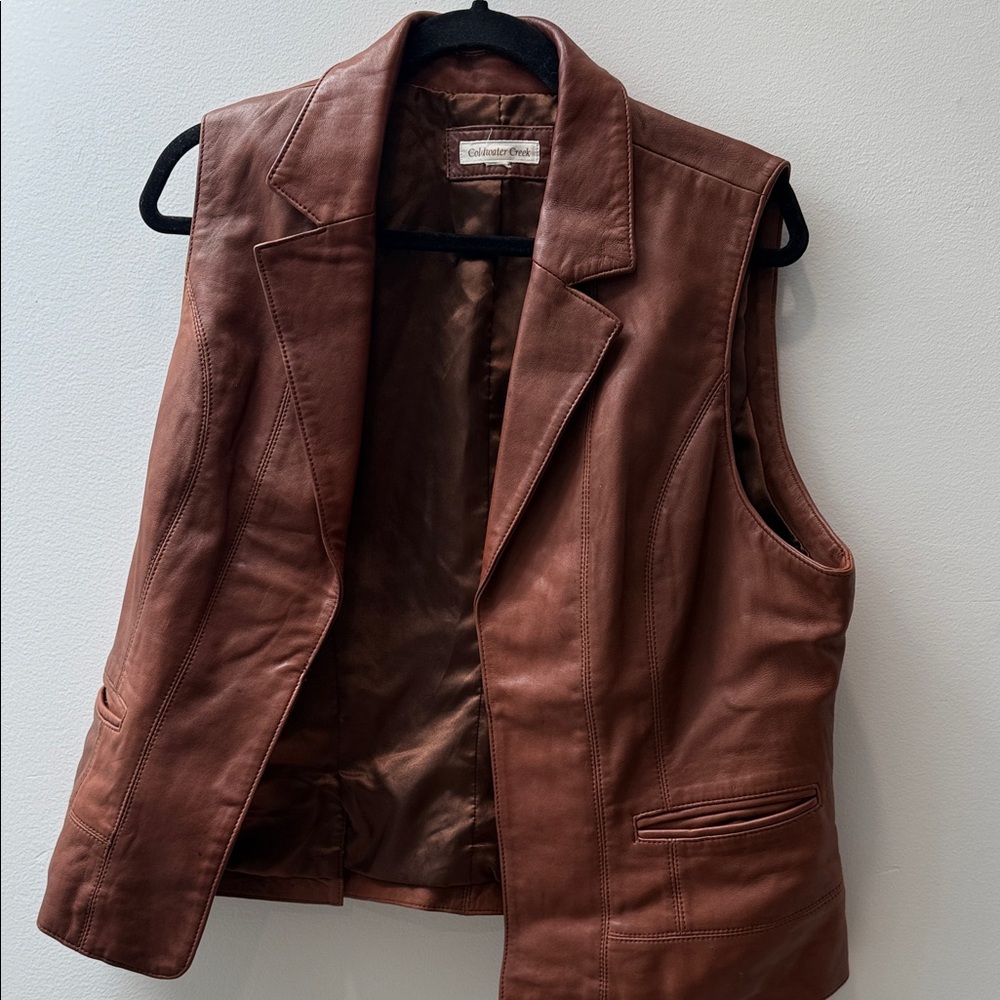 Coldwater Creek Chestnut 100% Leather Vest